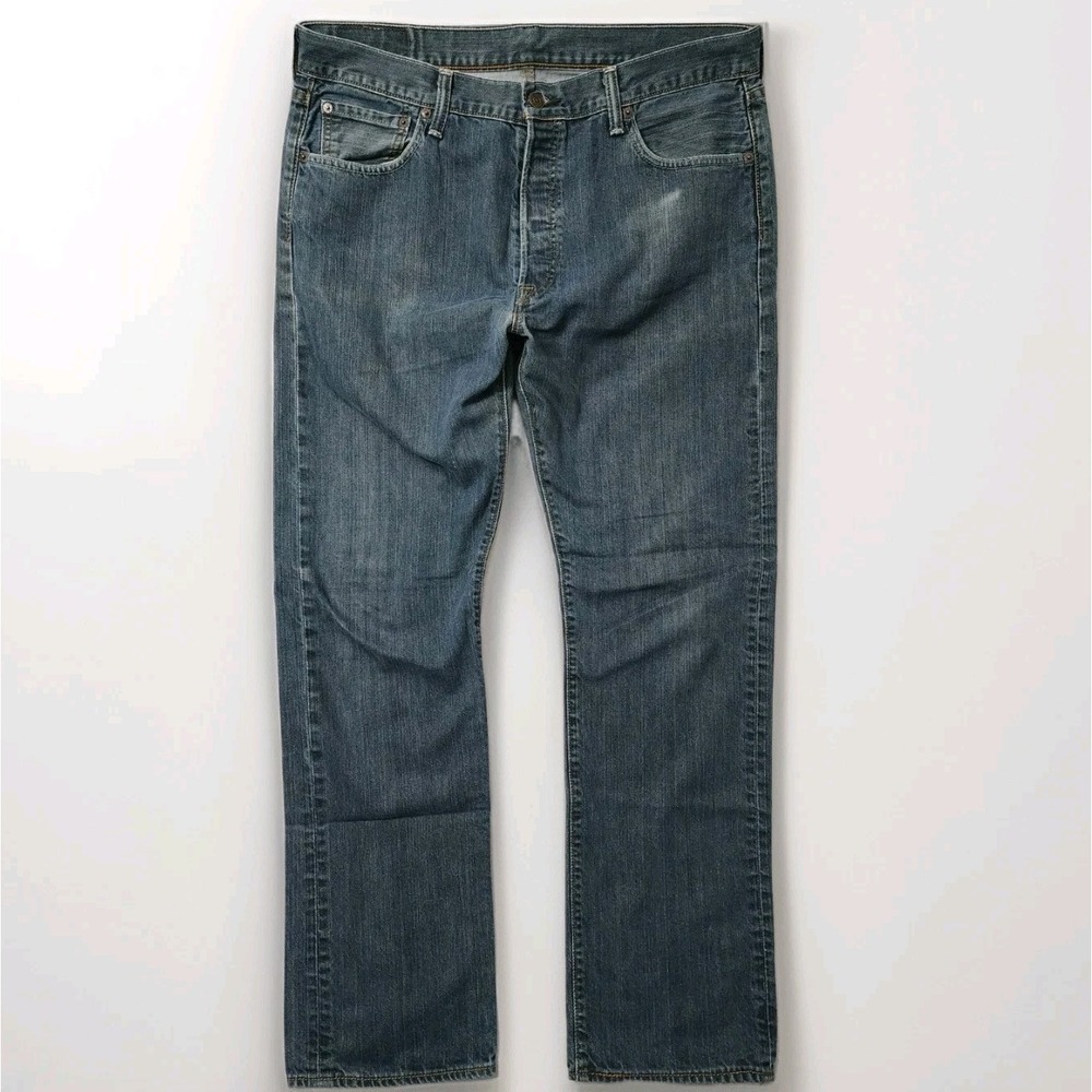 Levis 501 XX Button Fly Jeans Mens 36x32 Blue Dark Wash Denim Straight Relaxed